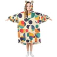 thumbnail image 1 of FORMRS Wearable Blanket Hoodie with Sleeves for Kids Cozy Flannel Sweatshirt, Green Geometric, 1 of 7