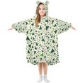 thumbnail image 1 of FORMRS Wearable Blanket Hoodie with Sleeves for Kids Cozy Flannel Sweatshirt, Green Triangles Pattern, 1 of 7
