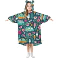 thumbnail image 1 of FORMRS Wearable Blanket Hoodie with Sleeves for Kids Cozy Flannel Sweatshirt, Green Vibrant Truck Pattern, 1 of 7