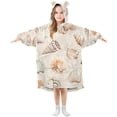 thumbnail image 1 of FORMRS Wearable Blanket Hoodie with Sleeves for Kids Cozy Flannel Sweatshirt, Green Watercolor Seashells, 1 of 7