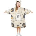 thumbnail image 1 of FORMRS Wearable Blanket Hoodie with Sleeves for Kids Cozy Flannel Sweatshirt, Halloween Black Pumpkins, 1 of 7