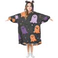 thumbnail image 1 of FORMRS Wearable Blanket Hoodie with Sleeves for Kids Cozy Flannel Sweatshirt, Halloween Orange Ghosts, 1 of 7
