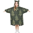 thumbnail image 1 of FORMRS Wearable Blanket Hoodie with Sleeves for Kids Cozy Flannel Sweatshirt, Hand Drawn Christmas Trees, 1 of 7