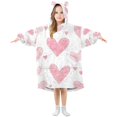 thumbnail image 1 of FORMRS Wearable Blanket Hoodie with Sleeves for Kids Cozy Flannel Sweatshirt, Hand Drawn Hearts, 1 of 7