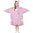 thumbnail image 1 of FORMRS Wearable Blanket Hoodie with Sleeves for Kids Cozy Flannel Sweatshirt, Ice Cream Rainbow Pattern, 1 of 7
