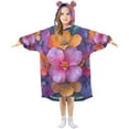 thumbnail image 1 of FORMRS Wearable Blanket Hoodie with Sleeves for Kids Cozy Flannel Sweatshirt, Large Purple Flowers, 1 of 7