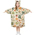 thumbnail image 1 of FORMRS Wearable Blanket Hoodie with Sleeves for Kids Cozy Flannel Sweatshirt, Leaves Pattern, 1 of 7