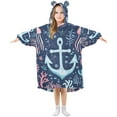 thumbnail image 1 of FORMRS Wearable Blanket Hoodie with Sleeves for Kids Cozy Flannel Sweatshirt, Light Blue Anchor, 1 of 7