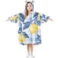 thumbnail image 1 of FORMRS Wearable Blanket Hoodie with Sleeves for Kids Cozy Flannel Sweatshirt, Light Blue Lemon, 1 of 7