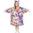 thumbnail image 1 of FORMRS Wearable Blanket Hoodie with Sleeves for Kids Cozy Flannel Sweatshirt, Light Colorful Circles, 1 of 7