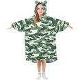 thumbnail image 1 of FORMRS Wearable Blanket Hoodie with Sleeves for Kids Cozy Flannel Sweatshirt, Light Green Camouflage Design, 1 of 7