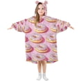 thumbnail image 1 of FORMRS Wearable Blanket Hoodie with Sleeves for Kids Cozy Flannel Sweatshirt, Light Pink Doughnuts, 1 of 7