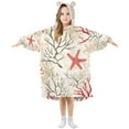thumbnail image 1 of FORMRS Wearable Blanket Hoodie with Sleeves for Kids Cozy Flannel Sweatshirt, Light Starfish, 1 of 7