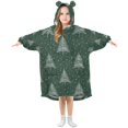 thumbnail image 1 of FORMRS Wearable Blanket Hoodie with Sleeves for Kids Cozy Flannel Sweatshirt, New Year Tree Pattern, 1 of 7