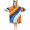 thumbnail image 1 of FORMRS Wearable Blanket Hoodie with Sleeves for Kids Cozy Flannel Sweatshirt, Orange Abstract Wavy, 1 of 7