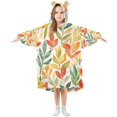 thumbnail image 1 of FORMRS Wearable Blanket Hoodie with Sleeves for Kids Cozy Flannel Sweatshirt, Orange Autumn Leaves, 1 of 7