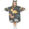 thumbnail image 1 of FORMRS Wearable Blanket Hoodie with Sleeves for Kids Cozy Flannel Sweatshirt, Orange Dinosaur, 1 of 7