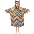 thumbnail image 1 of FORMRS Wearable Blanket Hoodie with Sleeves for Kids Cozy Flannel Sweatshirt, Orange Geometric, 1 of 7