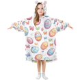 thumbnail image 1 of FORMRS Wearable Blanket Hoodie with Sleeves for Kids Cozy Flannel Sweatshirt, Pastel Easter Pattern, 1 of 7