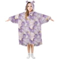 thumbnail image 1 of FORMRS Wearable Blanket Hoodie with Sleeves for Kids Cozy Flannel Sweatshirt, Pastel Purple Marble Pattern, 1 of 7