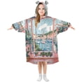 thumbnail image 1 of FORMRS Wearable Blanket Hoodie with Sleeves for Kids Cozy Flannel Sweatshirt, Pink Boat, 1 of 7