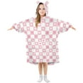 thumbnail image 1 of FORMRS Wearable Blanket Hoodie with Sleeves for Kids Cozy Flannel Sweatshirt, Pink Checkered Heart, 1 of 7