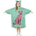 thumbnail image 1 of FORMRS Wearable Blanket Hoodie with Sleeves for Kids Cozy Flannel Sweatshirt, Pink Cheetah, 1 of 7