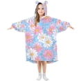 thumbnail image 1 of FORMRS Wearable Blanket Hoodie with Sleeves for Kids Cozy Flannel Sweatshirt, Pink Daisy, 1 of 7