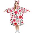 thumbnail image 1 of FORMRS Wearable Blanket Hoodie with Sleeves for Kids Cozy Flannel Sweatshirt, Pink Floral, 1 of 7
