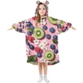 thumbnail image 1 of FORMRS Wearable Blanket Hoodie with Sleeves for Kids Cozy Flannel Sweatshirt, Pink Kiwi, 1 of 7