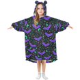 thumbnail image 1 of FORMRS Wearable Blanket Hoodie with Sleeves for Kids Cozy Flannel Sweatshirt, Purple Cartoon Bats Pattern, 1 of 7