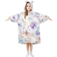 thumbnail image 1 of FORMRS Wearable Blanket Hoodie with Sleeves for Kids Cozy Flannel Sweatshirt, Purple Flower Pattern, 1 of 7