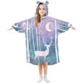 thumbnail image 1 of FORMRS Wearable Blanket Hoodie with Sleeves for Kids Cozy Flannel Sweatshirt, Purple Night Deer, 1 of 7