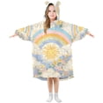 thumbnail image 1 of FORMRS Wearable Blanket Hoodie with Sleeves for Kids Cozy Flannel Sweatshirt, Purple Rainbow Clouds, 1 of 7