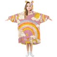 thumbnail image 1 of FORMRS Wearable Blanket Hoodie with Sleeves for Kids Cozy Flannel Sweatshirt, Purple Retro Rainbow, 1 of 7