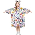 thumbnail image 1 of FORMRS Wearable Blanket Hoodie with Sleeves for Kids Cozy Flannel Sweatshirt, Purple Wildflower Pattern, 1 of 7