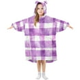 thumbnail image 1 of FORMRS Wearable Blanket Hoodie with Sleeves for Kids Cozy Flannel Sweatshirt, Purple and White Pattern, 1 of 7