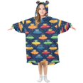 thumbnail image 1 of FORMRS Wearable Blanket Hoodie with Sleeves for Kids Cozy Flannel Sweatshirt, Rainbow Space Cat, 1 of 7