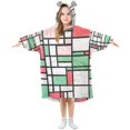 thumbnail image 1 of FORMRS Wearable Blanket Hoodie with Sleeves for Kids Cozy Flannel Sweatshirt, Red Abstract Geometric, 1 of 7