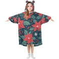 thumbnail image 1 of FORMRS Wearable Blanket Hoodie with Sleeves for Kids Cozy Flannel Sweatshirt, Red Christmas Leaves, 1 of 7