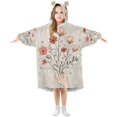 thumbnail image 1 of FORMRS Wearable Blanket Hoodie with Sleeves for Kids Cozy Flannel Sweatshirt, Red Flower, 1 of 7