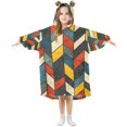 thumbnail image 1 of FORMRS Wearable Blanket Hoodie with Sleeves for Kids Cozy Flannel Sweatshirt, Red Geometric, 1 of 7