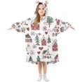thumbnail image 1 of FORMRS Wearable Blanket Hoodie with Sleeves for Kids Cozy Flannel Sweatshirt, Red Nordic Christmas, 1 of 7