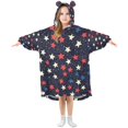 thumbnail image 1 of FORMRS Wearable Blanket Hoodie with Sleeves for Kids Cozy Flannel Sweatshirt, Red Starry Pattern, 1 of 7