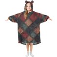 thumbnail image 1 of FORMRS Wearable Blanket Hoodie with Sleeves for Kids Cozy Flannel Sweatshirt, Red Tartan Pattern, 1 of 7