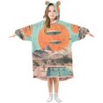 thumbnail image 1 of FORMRS Wearable Blanket Hoodie with Sleeves for Kids Cozy Flannel Sweatshirt, Retro UFO, 1 of 7
