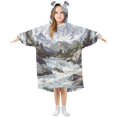 thumbnail image 1 of FORMRS Wearable Blanket Hoodie with Sleeves for Kids Cozy Flannel Sweatshirt, River and Mountains, 1 of 7