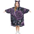 thumbnail image 1 of FORMRS Wearable Blanket Hoodie with Sleeves for Kids Cozy Flannel Sweatshirt, Roses and Pearls, 1 of 7