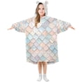 thumbnail image 1 of FORMRS Wearable Blanket Hoodie with Sleeves for Kids Cozy Flannel Sweatshirt, Small Pink Pattern, 1 of 7