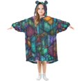 thumbnail image 1 of FORMRS Wearable Blanket Hoodie with Sleeves for Kids Cozy Flannel Sweatshirt, Stained Glass Pattern, 1 of 7